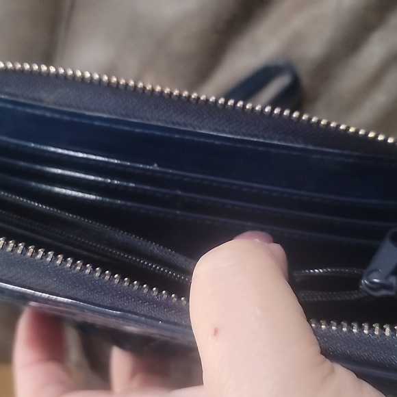 Designer style Fashion wallet woven clutch wristlet navy gold - Picture 4 of 4